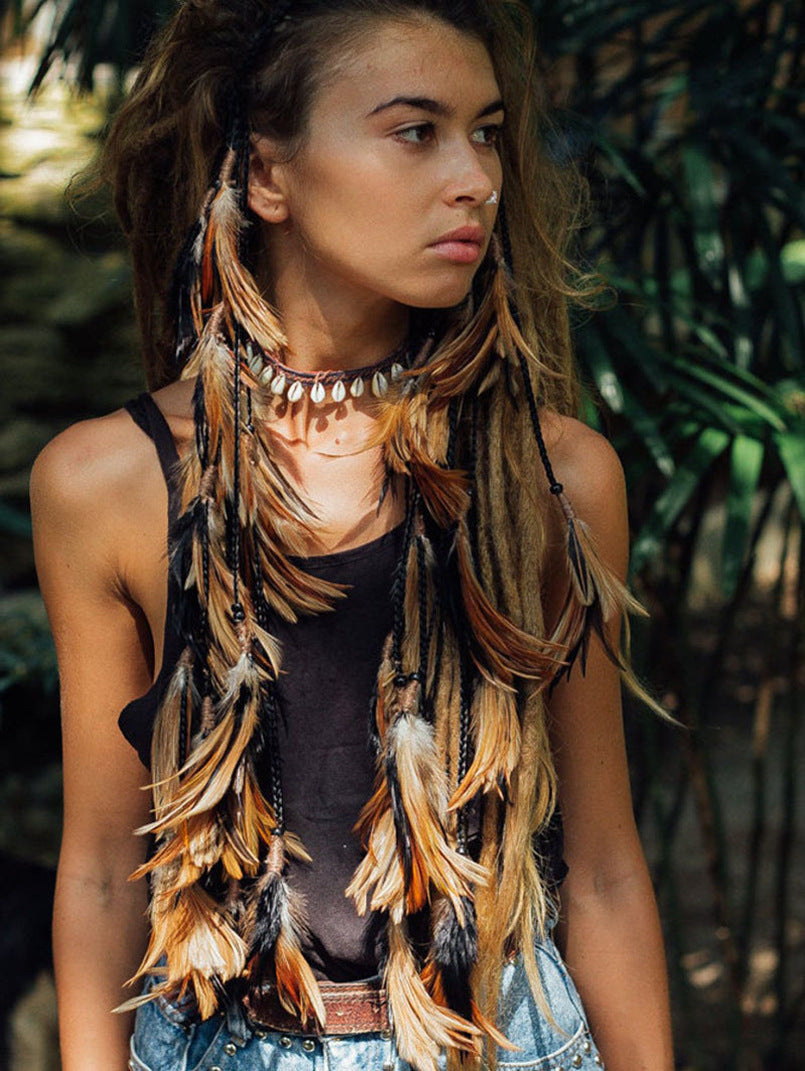 Bandeau Bohème à Longues Plumes – Accessoire Élégant pour Cheveux