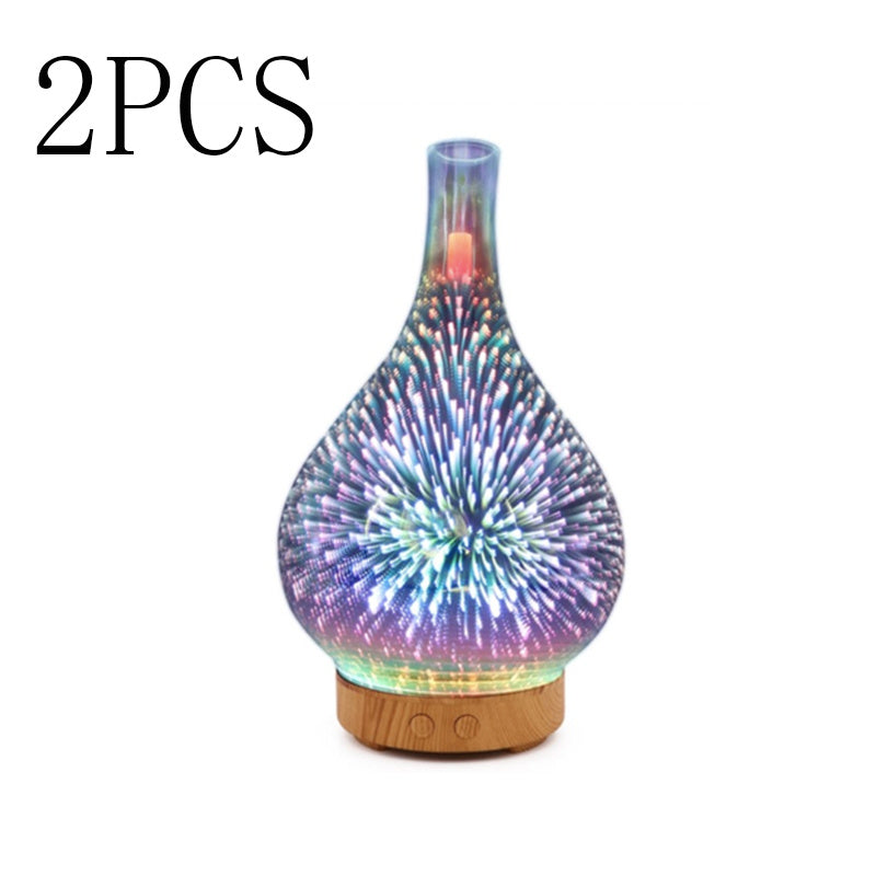 Diffuseur d'arômes en verre 3D, lampe colorée, humidificateur, veilleuse