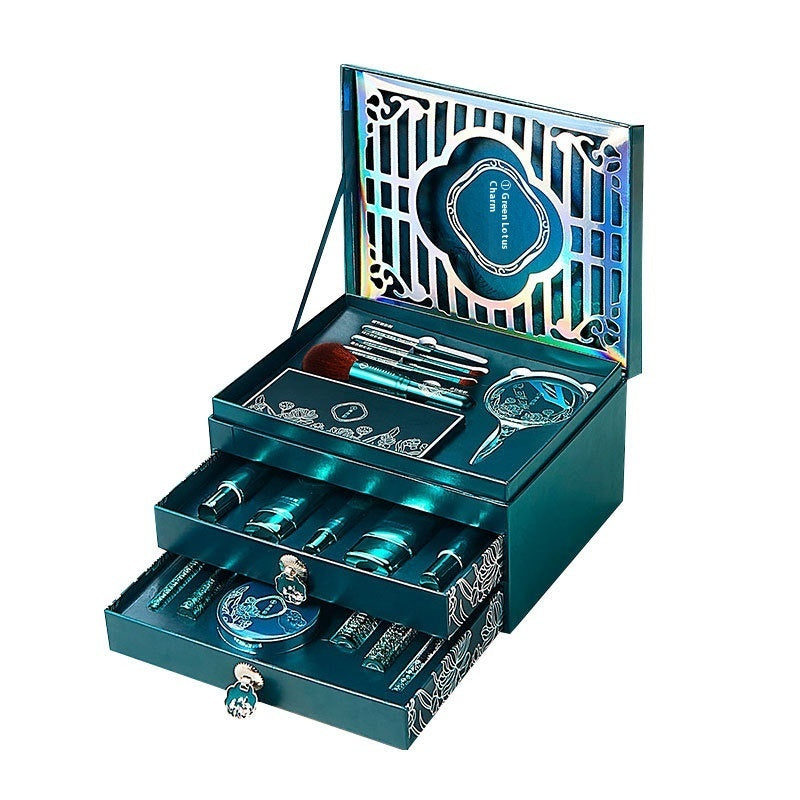 Ensemble de maquillage et de soins de la peau Green Lotus Beauty, 18 pièces