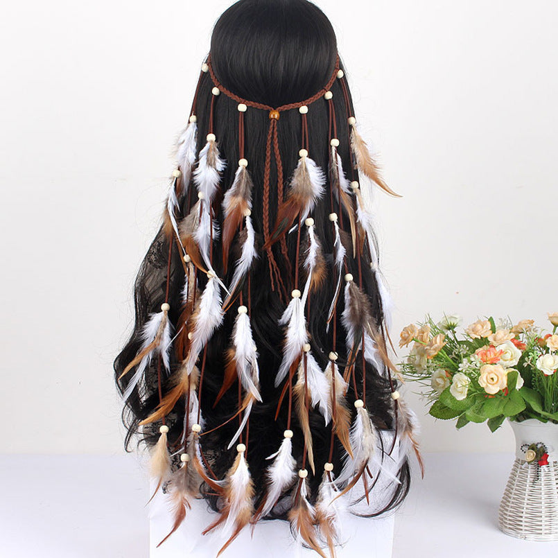 Bandeau Bohème à Longues Plumes – Accessoire Élégant pour Cheveux