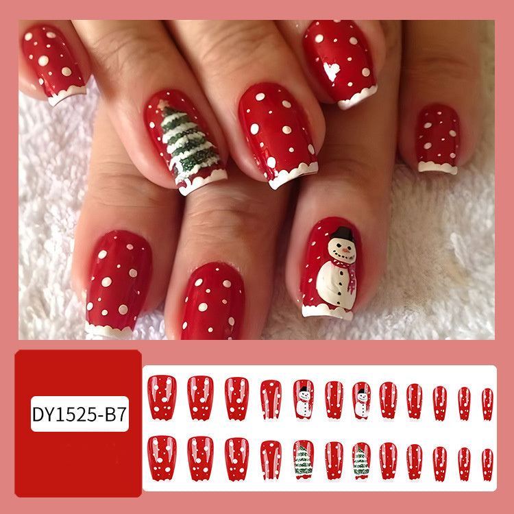 Lot de 24 faux ongles de Noël avec chapeau rayé et flocon de neige, autocollants pour nail art, pour fêtes, danses ou tenues de vacances