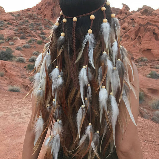 Bandeau Bohème à Longues Plumes – Accessoire Élégant pour Cheveux