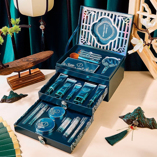 Ensemble de maquillage et de soins de la peau Green Lotus Beauty, 18 pièces